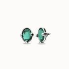 Studs with oval green faceted crystal